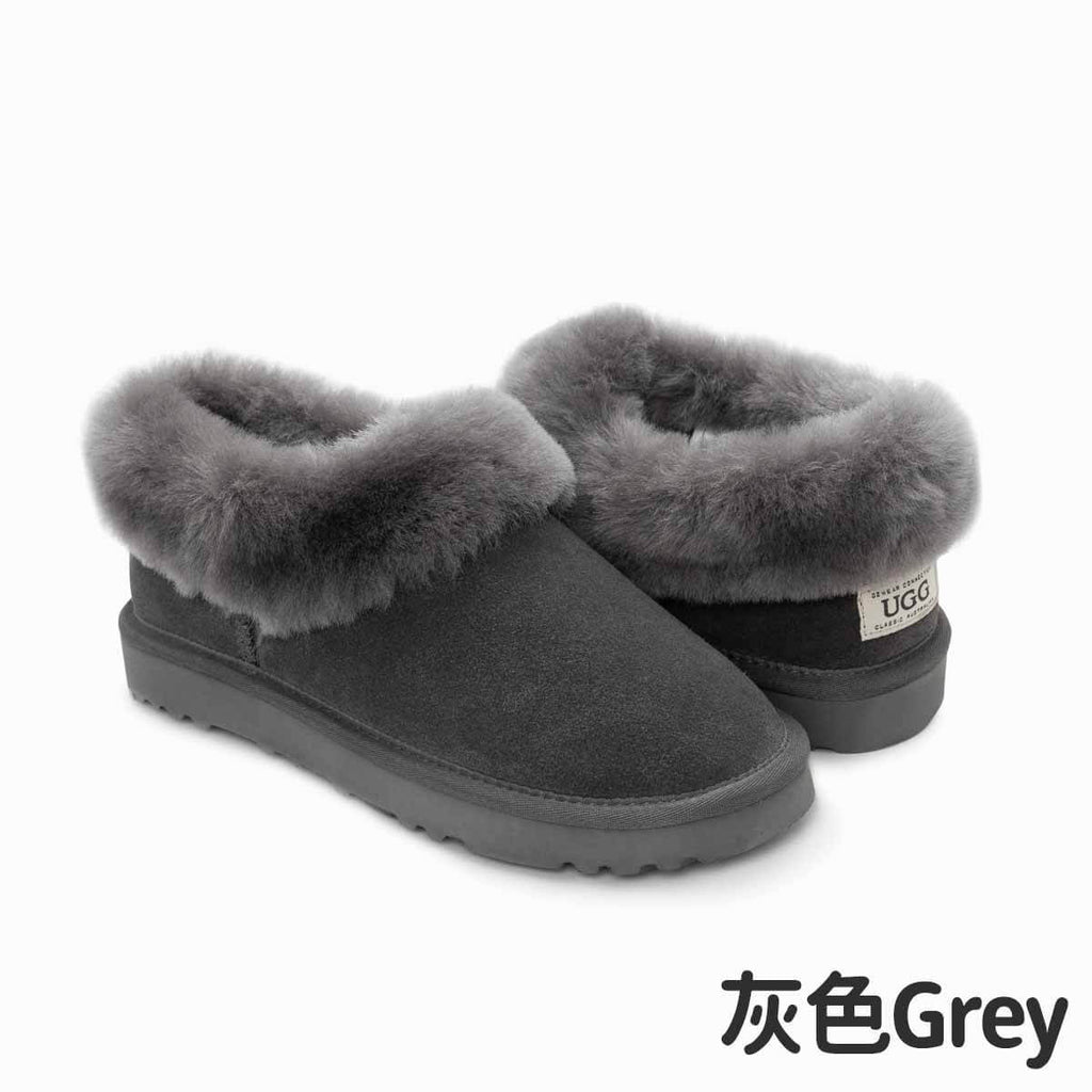 UGG-Slippers-Avery-Unisex-Premium-Sheepskin-Slippers-Grey