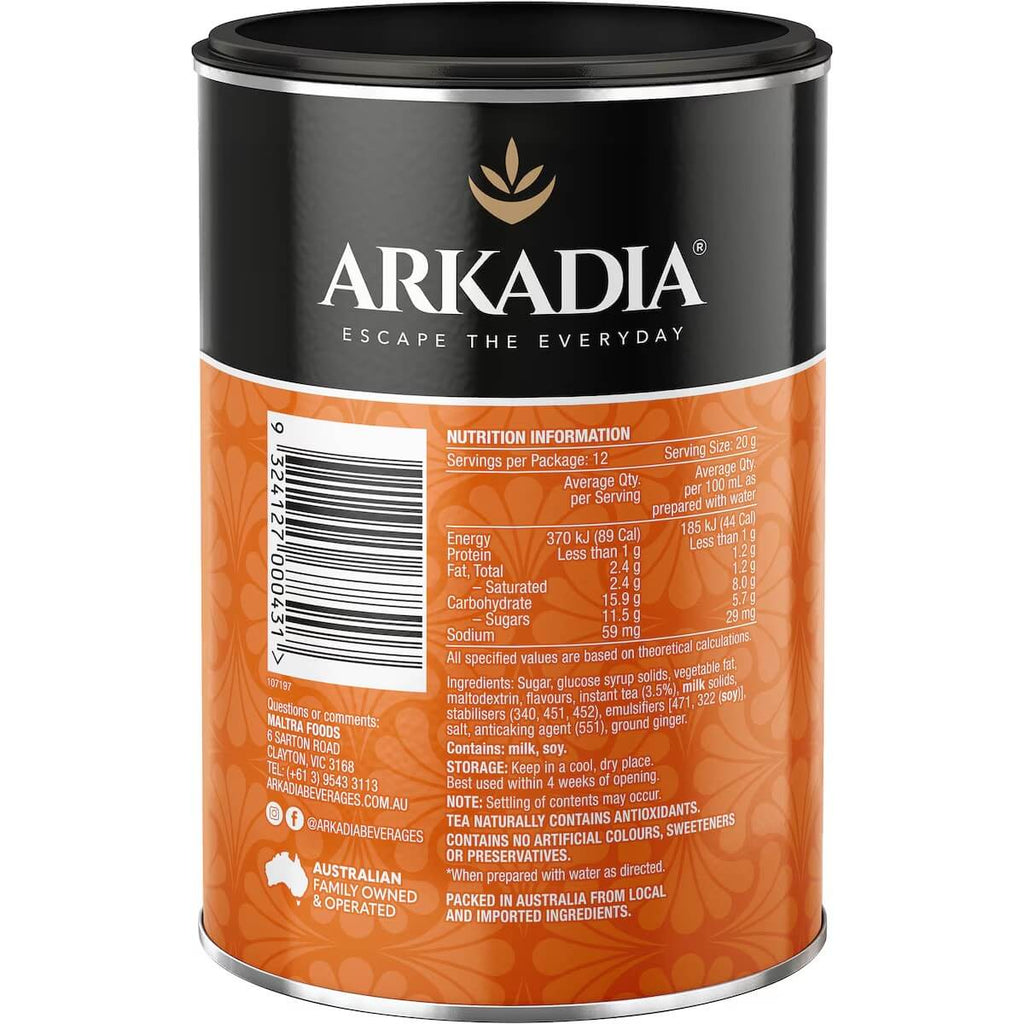 Arkadia奶茶粉營養標示與成分說明