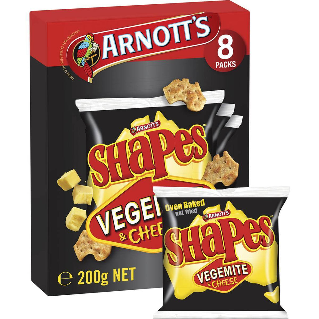 Arnott's Shapes Vegemite 起司風味餅乾 8包裝外盒圖