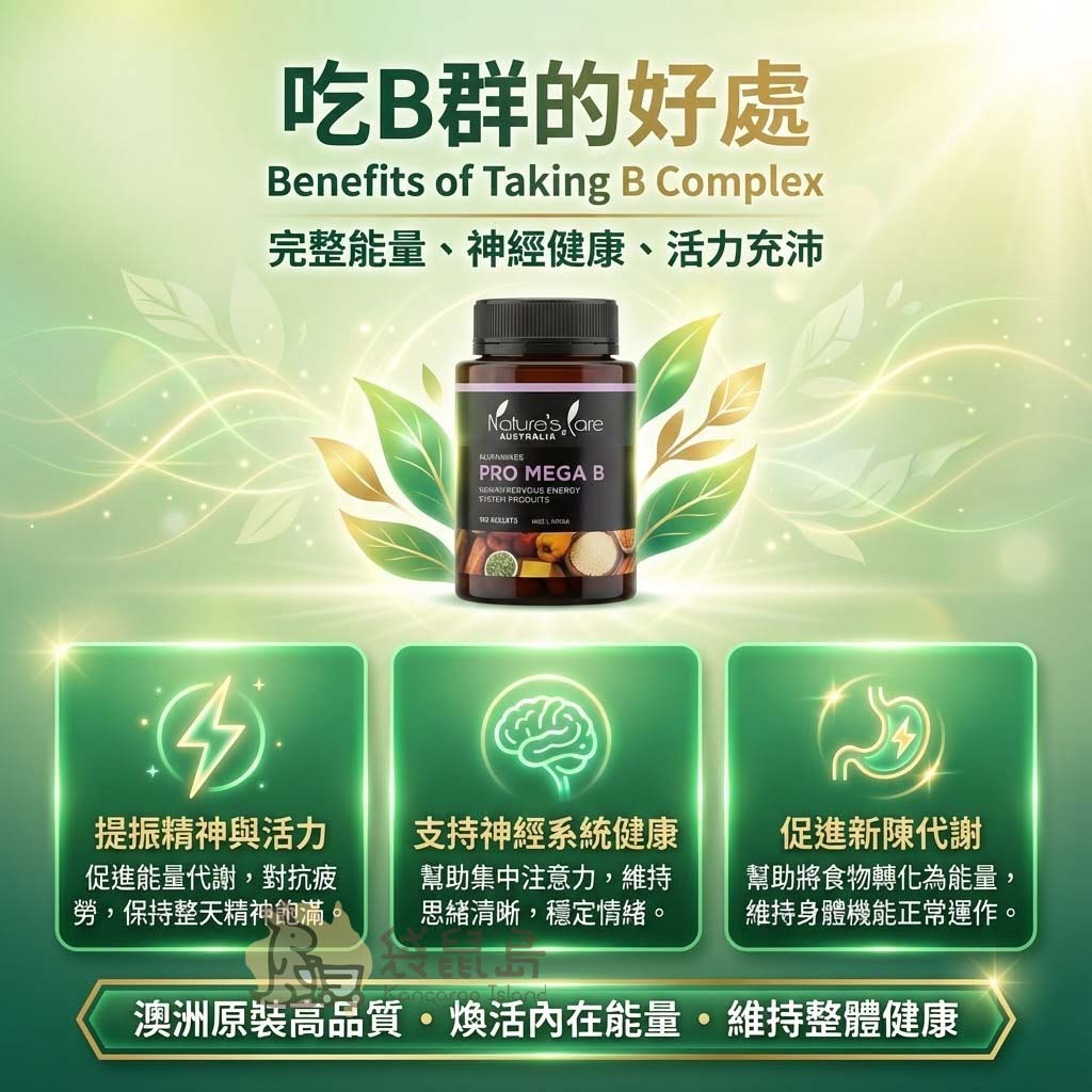 吃B群的好處：Nature's Care Mega B 幫助提振精神活力、支持神經系統健康與促進新陳代謝