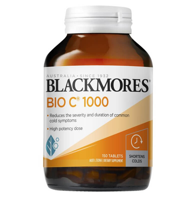 澳洲 Blackmores BIO C 活性維他命 C 1000mg 150 粒，高劑量，有助於減少感冒症狀的嚴重性與持續時間。