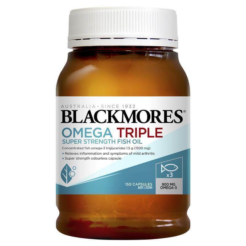 澳洲 Blackmores 三倍高濃縮魚油 150 粒，每粒含 900mg Omega-3，緩解炎症與輕度關節炎症狀。