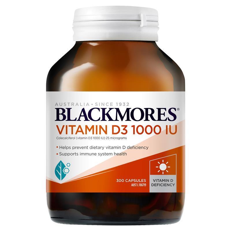 澳洲 Blackmores 維他命 D3 1000IU 300 粒，有助於預防維生素 D 缺乏並支持免疫系統健康。