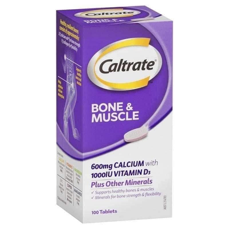 Caltrate挺立鈣強力錠100粒包裝，含鈣600mg與維生素D3，支援骨骼與肌肉健康