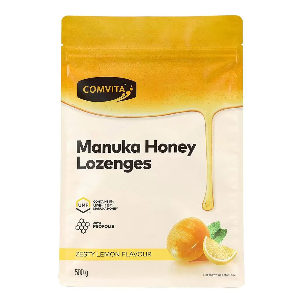 Comvita 麥蘆卡蜂蜜潤喉糖 檸檬風味 500g 包裝圖