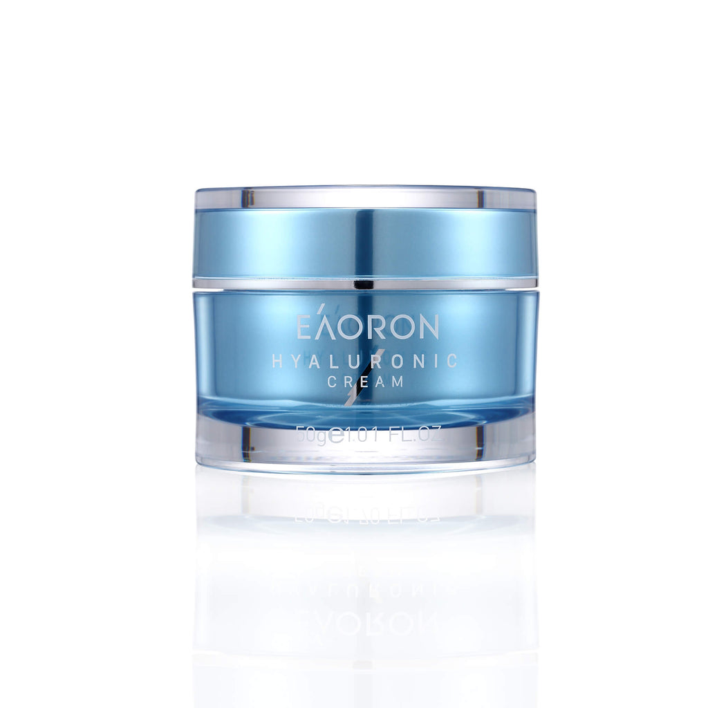 Eaoron第三代水光霜玻璃瓶裝50g，玻尿酸深層保濕亮膚面霜正面圖