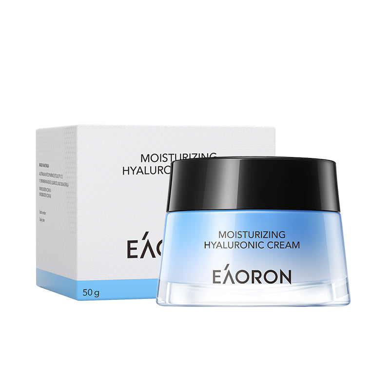 Eaoron新版潤澤水光霜50g，玻尿酸補水保濕面霜，清爽藍白瓶身設計