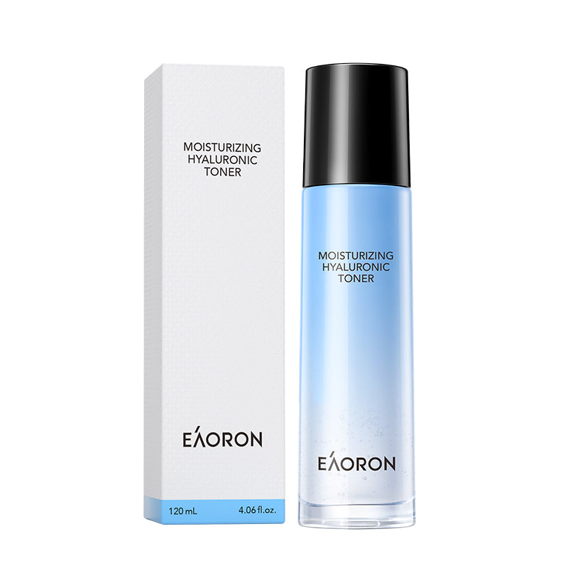 Eaoron新版潤澤水光水120ml，玻尿酸高效保濕化妝水藍白瓶身設計