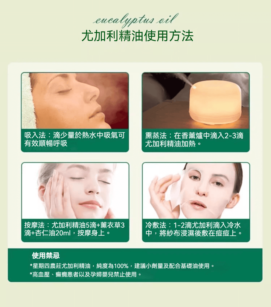 大容量尤加利精油200ml多用途示意圖，適合補充至拖地水與香氛機
