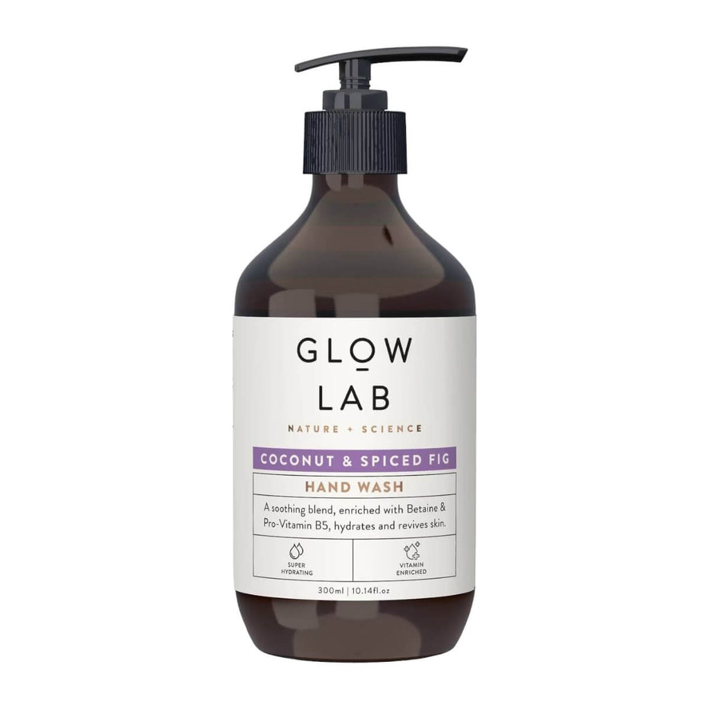 Glow Lab椰子與五香無花果洗手乳300ml產品正面照，植物香氛溫和洗淨雙手