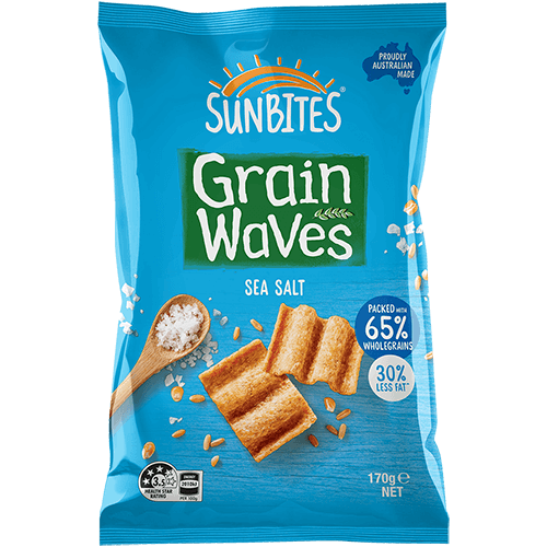 Sunbites Grain Waves 穀物波浪餅乾海鹽口味 170g 正面包裝圖