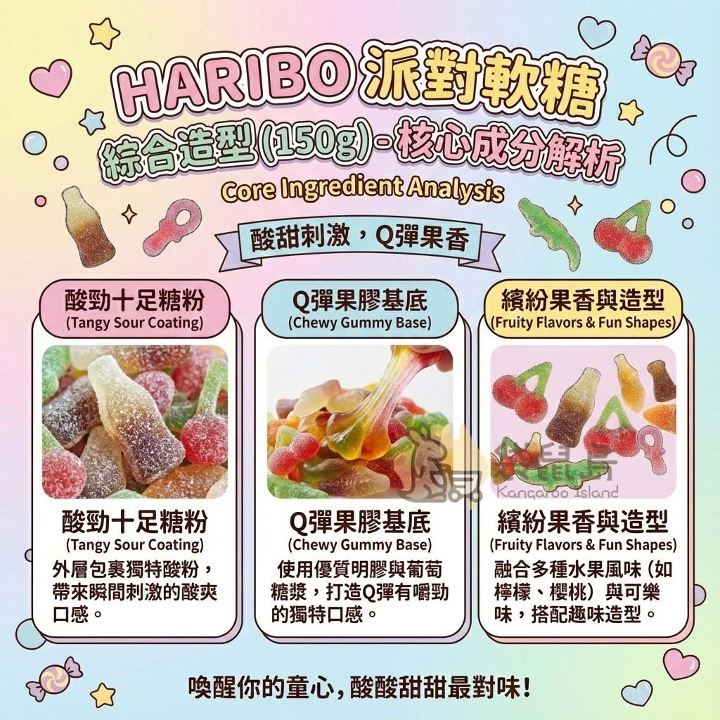 HARIBO 情侶小熊軟糖 Sweet & Sour Bears 酸甜雙味核心成分與Q彈口感解析