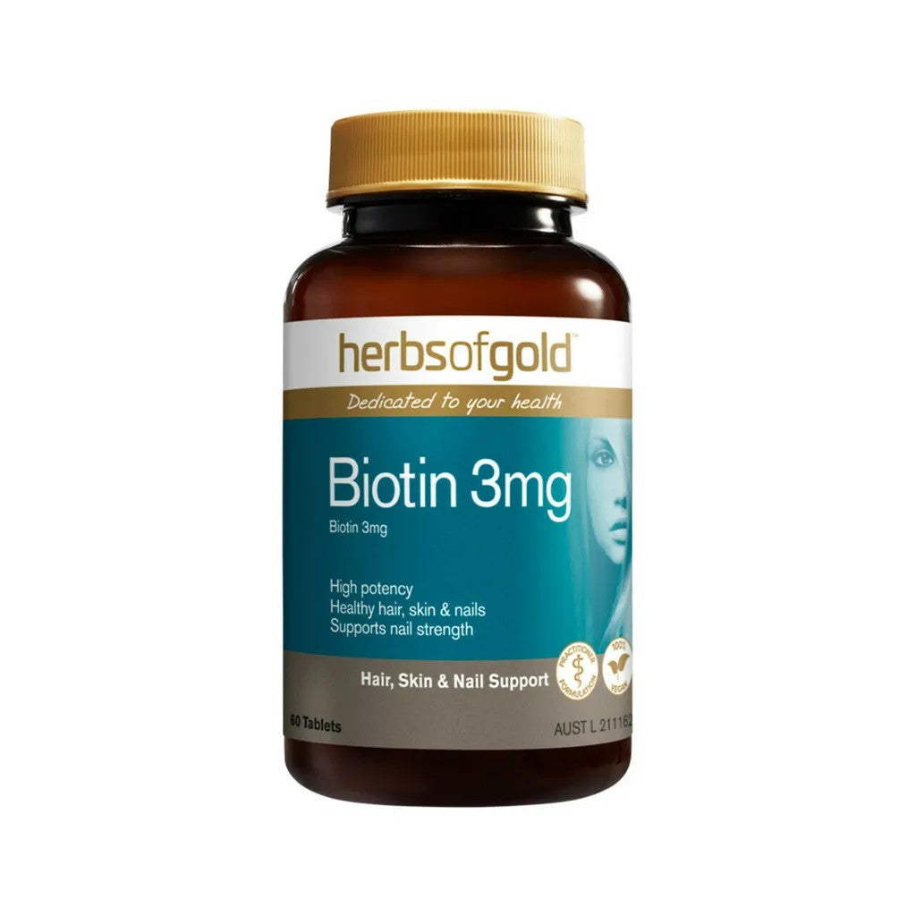 Herbs of Gold 生物素 Biotin 3mg 60粒 澳洲原裝 強健髮根 指甲修復 - 袋鼠島澳洲代購
