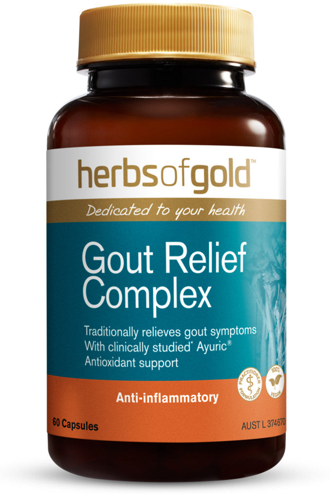 Herbs of Gold 痛風片 Gout Relief Complex 60粒 天然舒緩尿酸保健品產品照