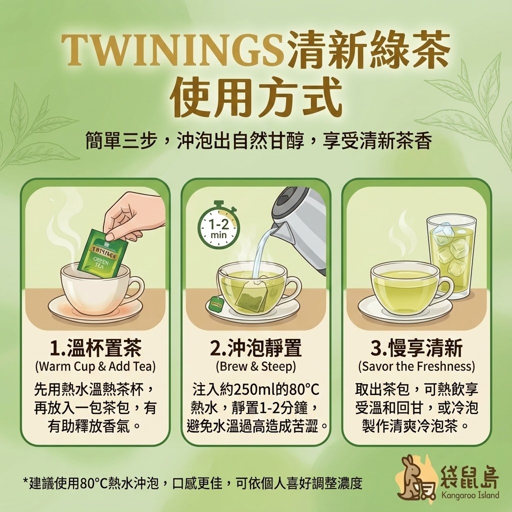 Twinings 綠茶沖泡方式 - 80度熱水沖泡、冷泡茶製作與慢享清新