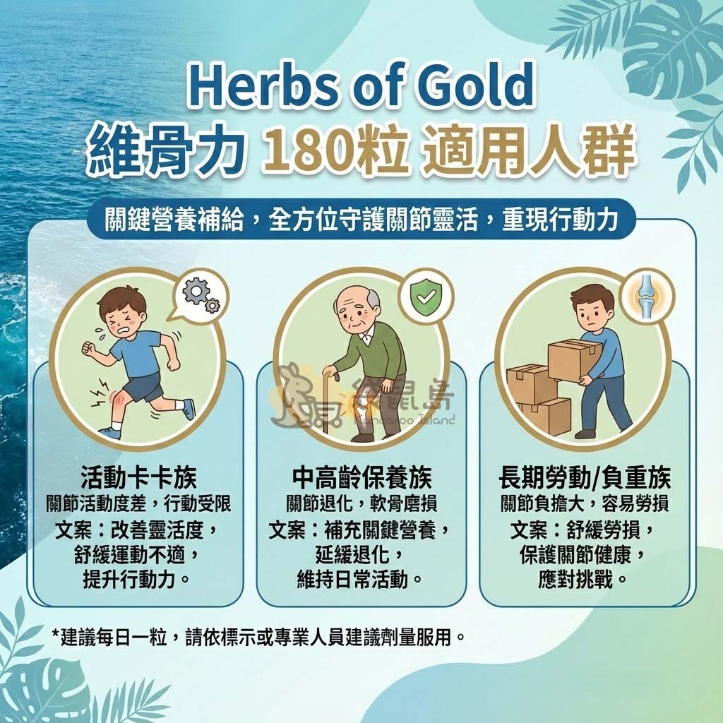 維骨力適用人群 膝蓋卡卡 中高齡關節保養 勞動負重族 舒緩勞損