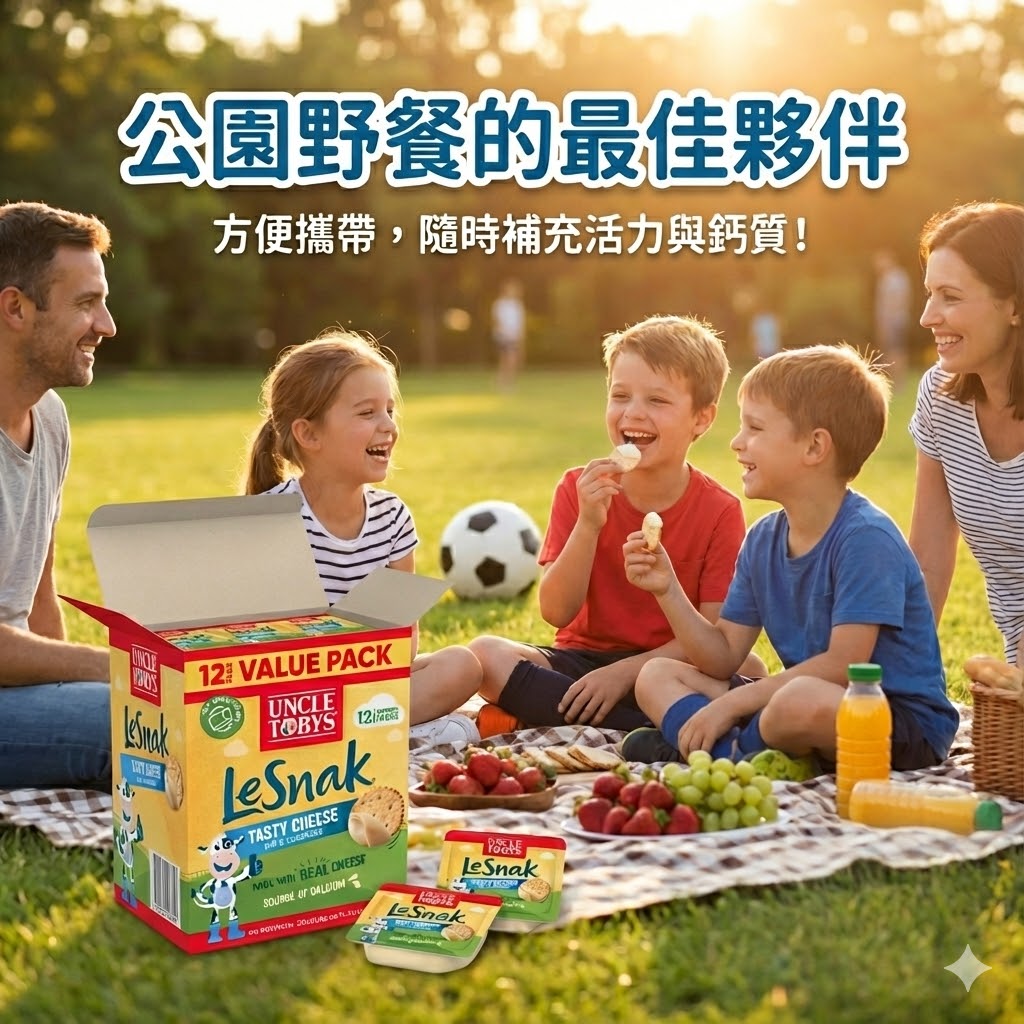 公園野餐最佳點心，Uncle Tobys Le Snak 起司沾醬餅乾，方便攜帶隨時補充活力