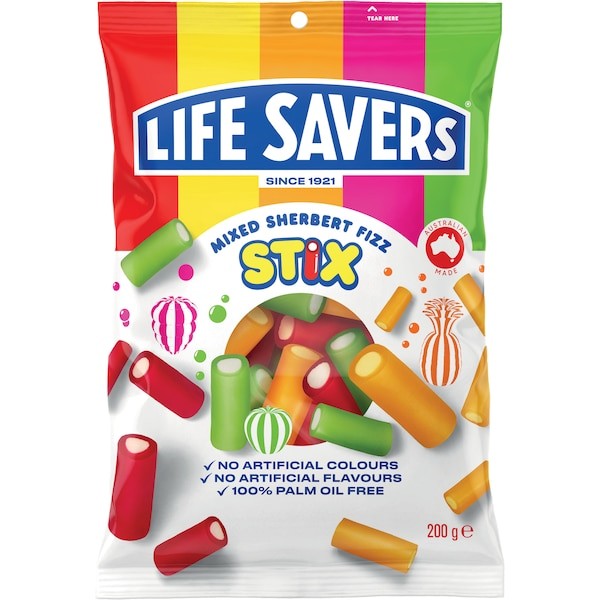 Life Savers 綜合水果氣泡夾心糖條 200g 包裝正面圖
