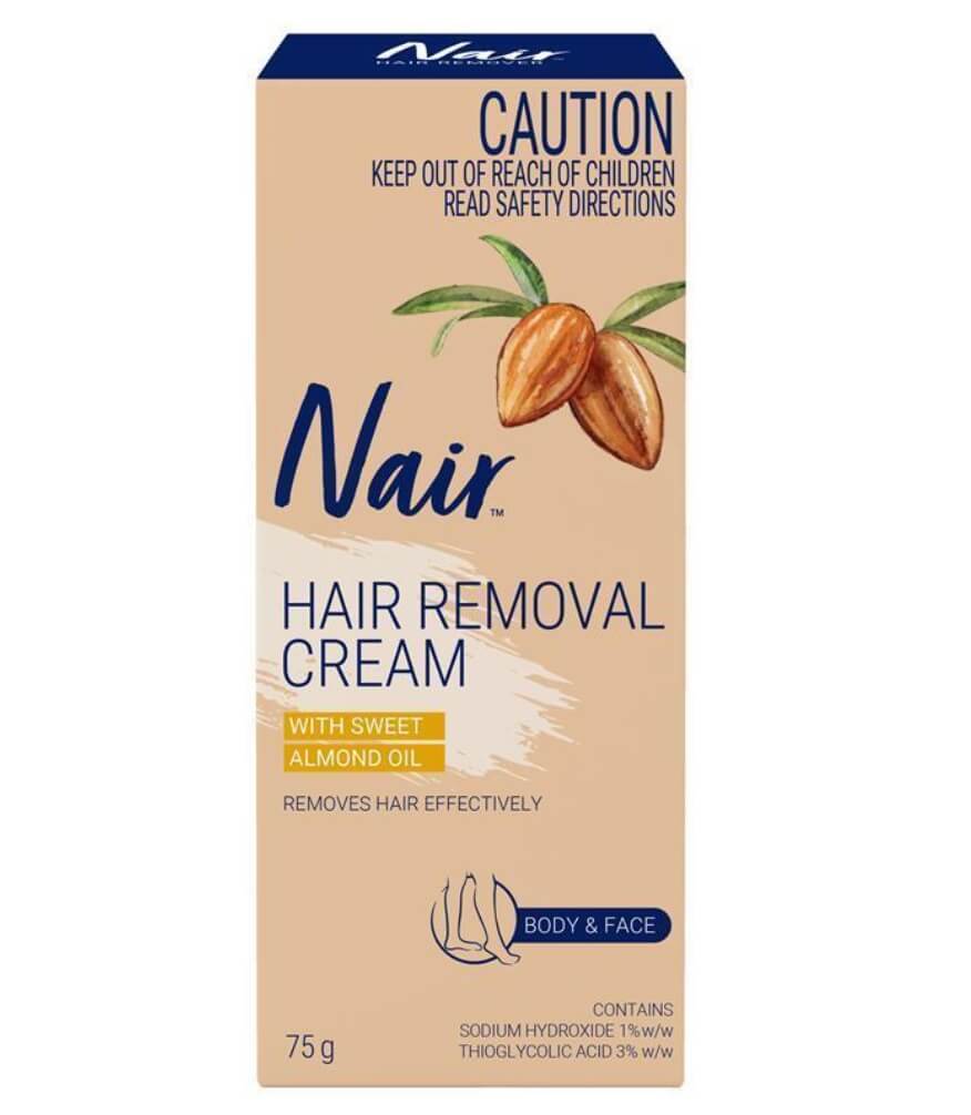 Nair 澳洲甜杏仁油溫和除毛膏 75g - 臉部身體兩用包裝