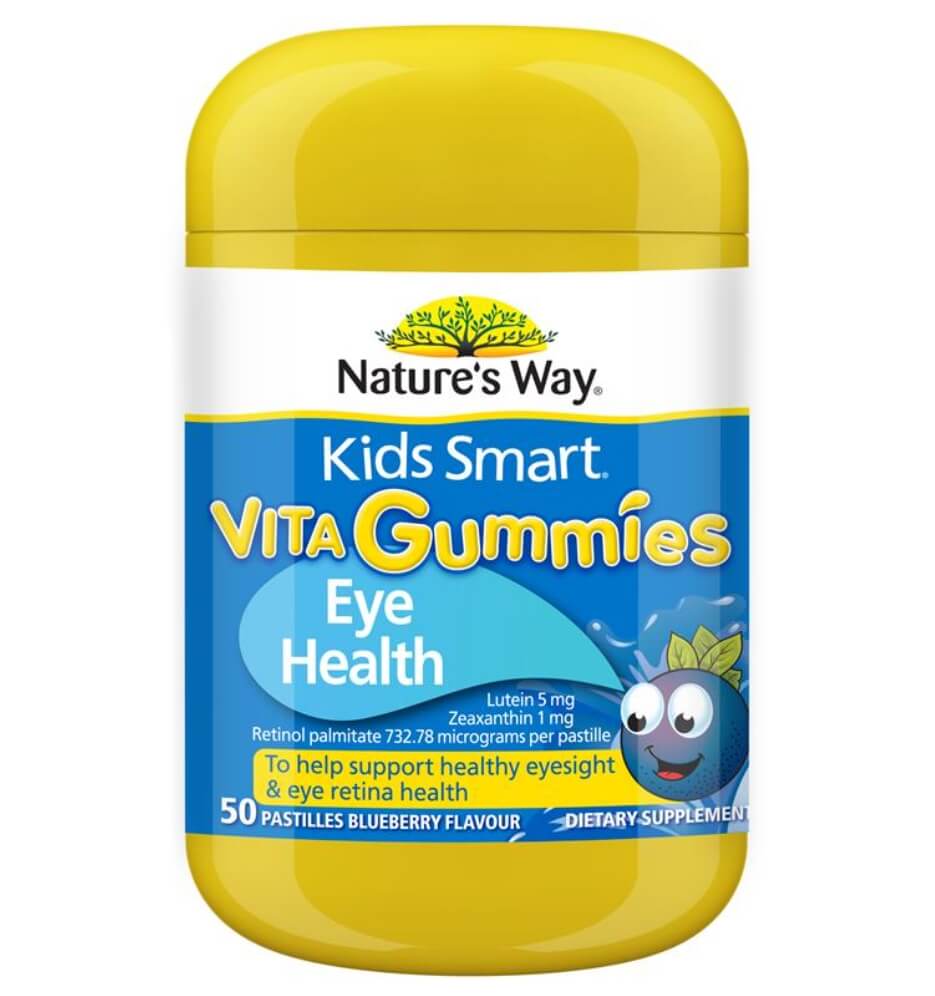 Nature's Way 佳思敏兒童防藍光護眼軟糖 50粒，含葉黃素5mg、玉米黃素與藍莓萃取。