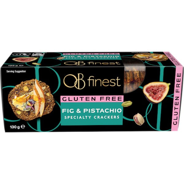 澳洲 OB Finest 無麩質無花果開心果餅乾 130g 包裝 - 專為麩質敏感者設計，添加天然果乾與堅果的頂級脆餅。