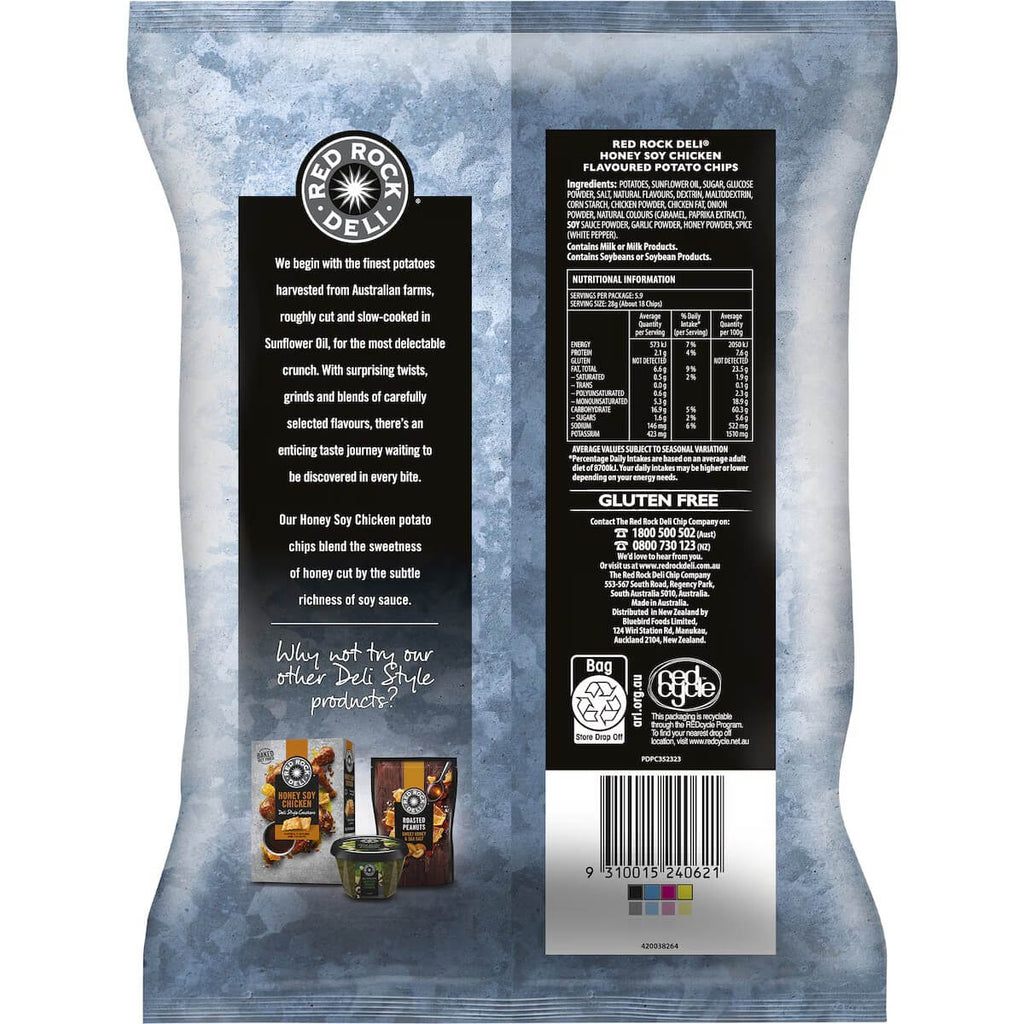 Red Rock Deli 蜂蜜雞汁洋芋片背面營養與成分標示