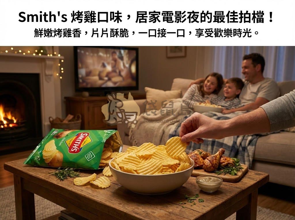 Smith's 烤雞口味洋芋片 - 居家電影夜的最佳拍檔，酥脆口感一口接一口