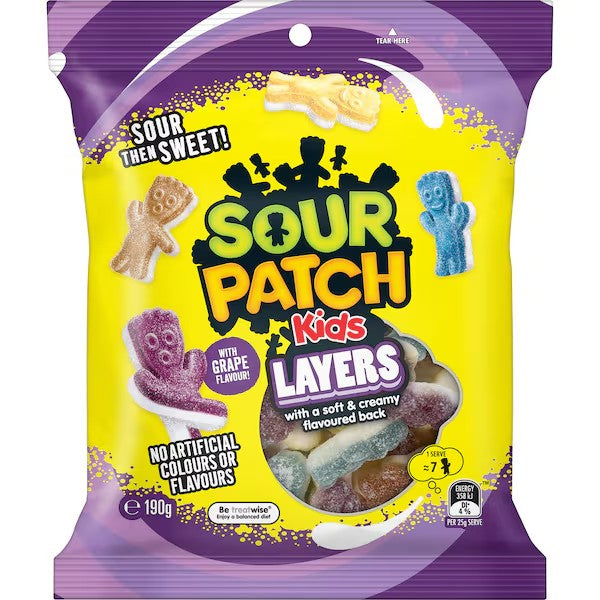 Sour Patch 酸甜軟糖葡萄奶香雙層口味正面包裝