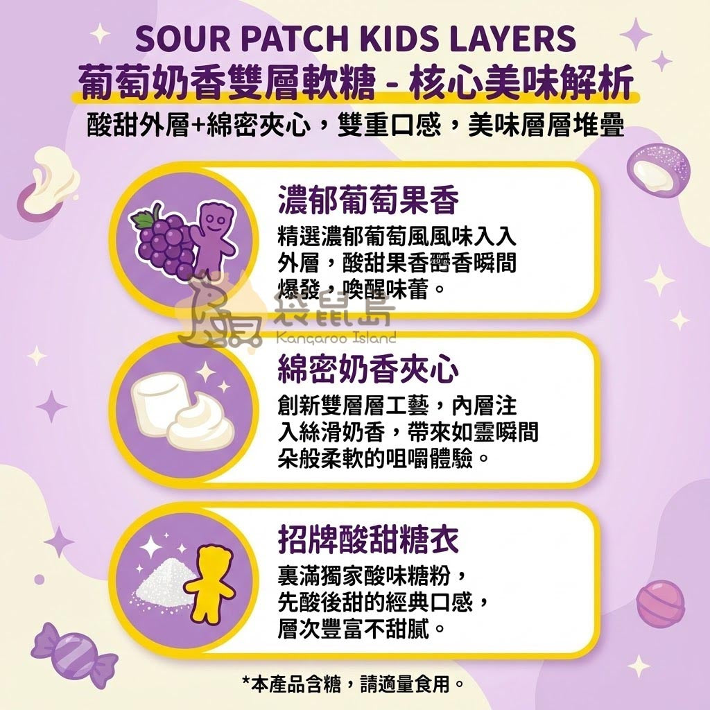 Sour Patch 葡萄奶香成分解析 - 濃郁果香、綿密夾心與招牌酸粉