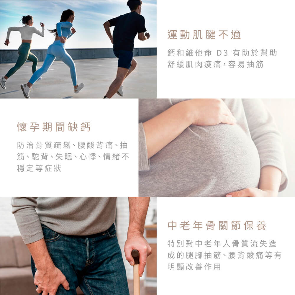 運動後肌肉不適、孕期缺鈣、中老年骨質流失，Swisse 鈣+D 有助改善症狀與補鈣
