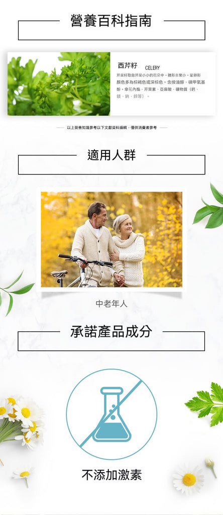 西芹籽營養百科介紹，說明其天然植化素與礦物質，有助維持健康關節機能