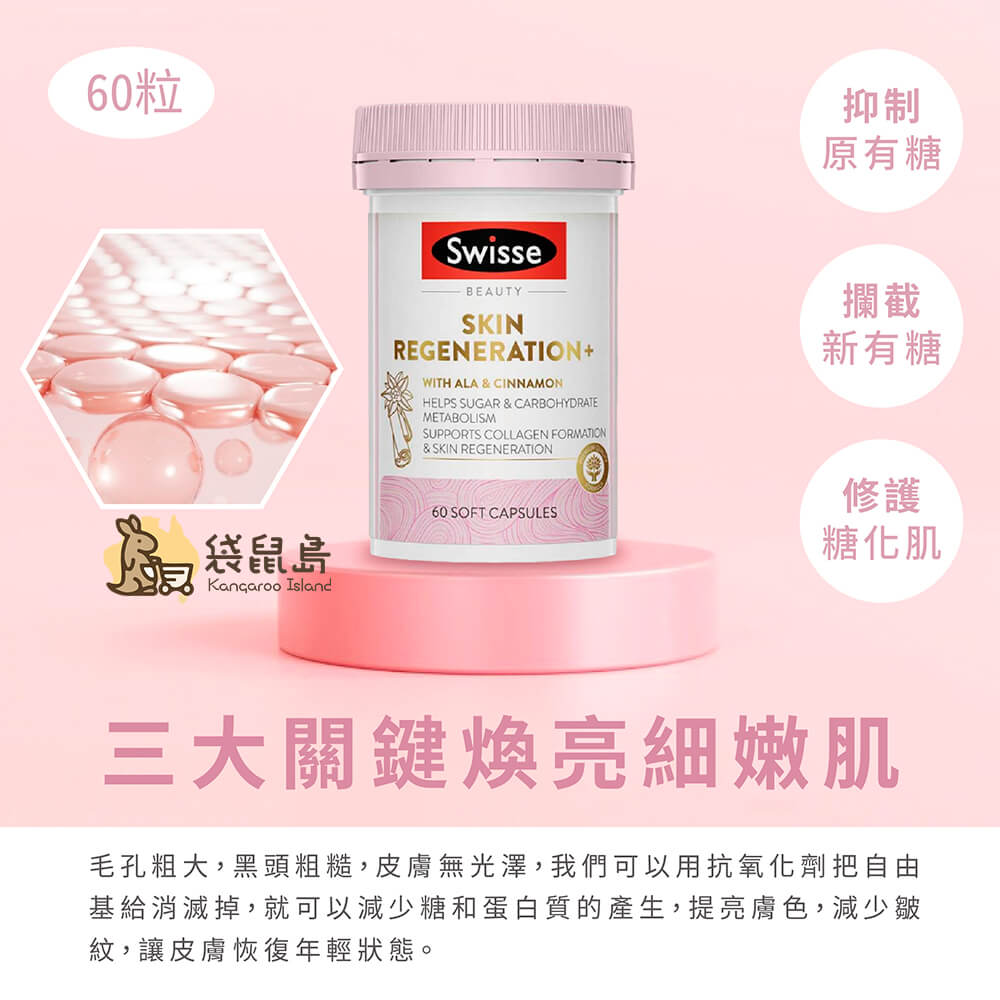 三大關鍵亮膚成分，Swisse 美肌抗糖丸協助肌膚修護、淡化細紋、提升光澤彈性
