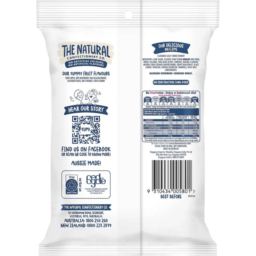 The Natural 水果沙拉軟糖背面成分與營養標示 220g