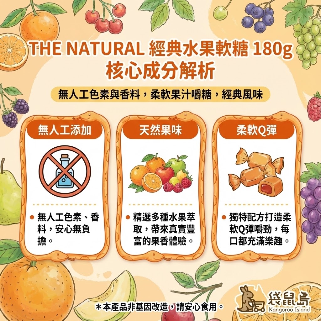 The Natural 嚼糖成分解析 - 無人工色素香料、精選澳洲天然果汁