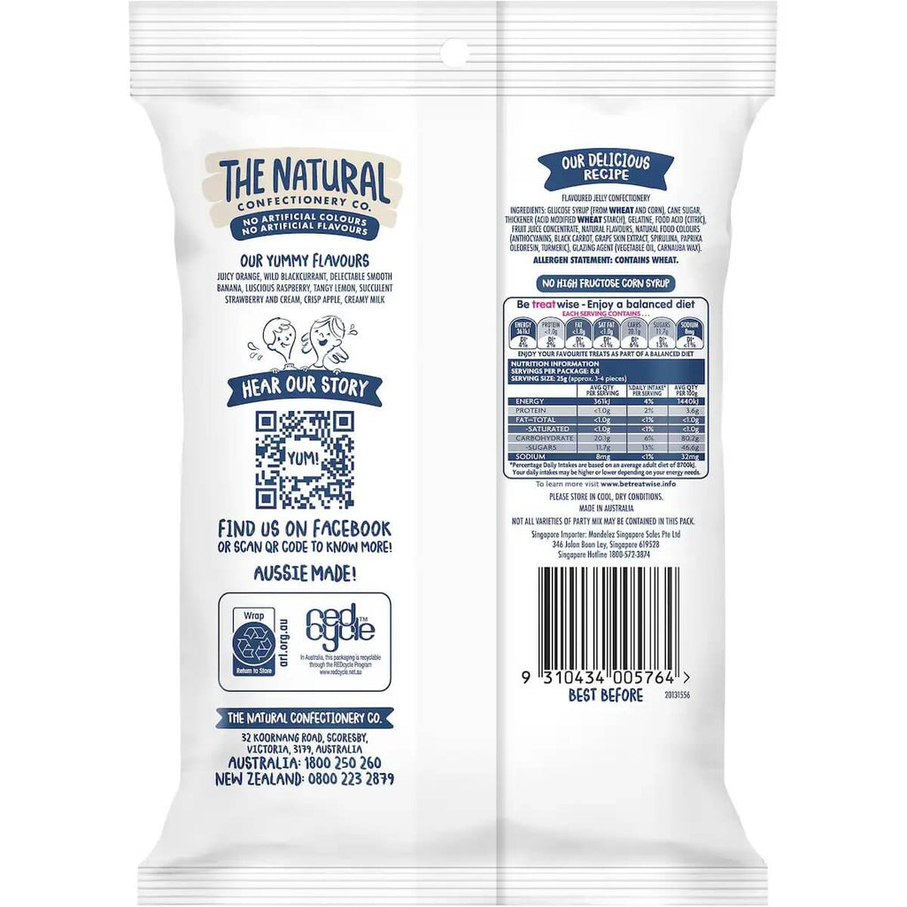 The Natural 綜合派對軟糖背面成分與營養標示 220g