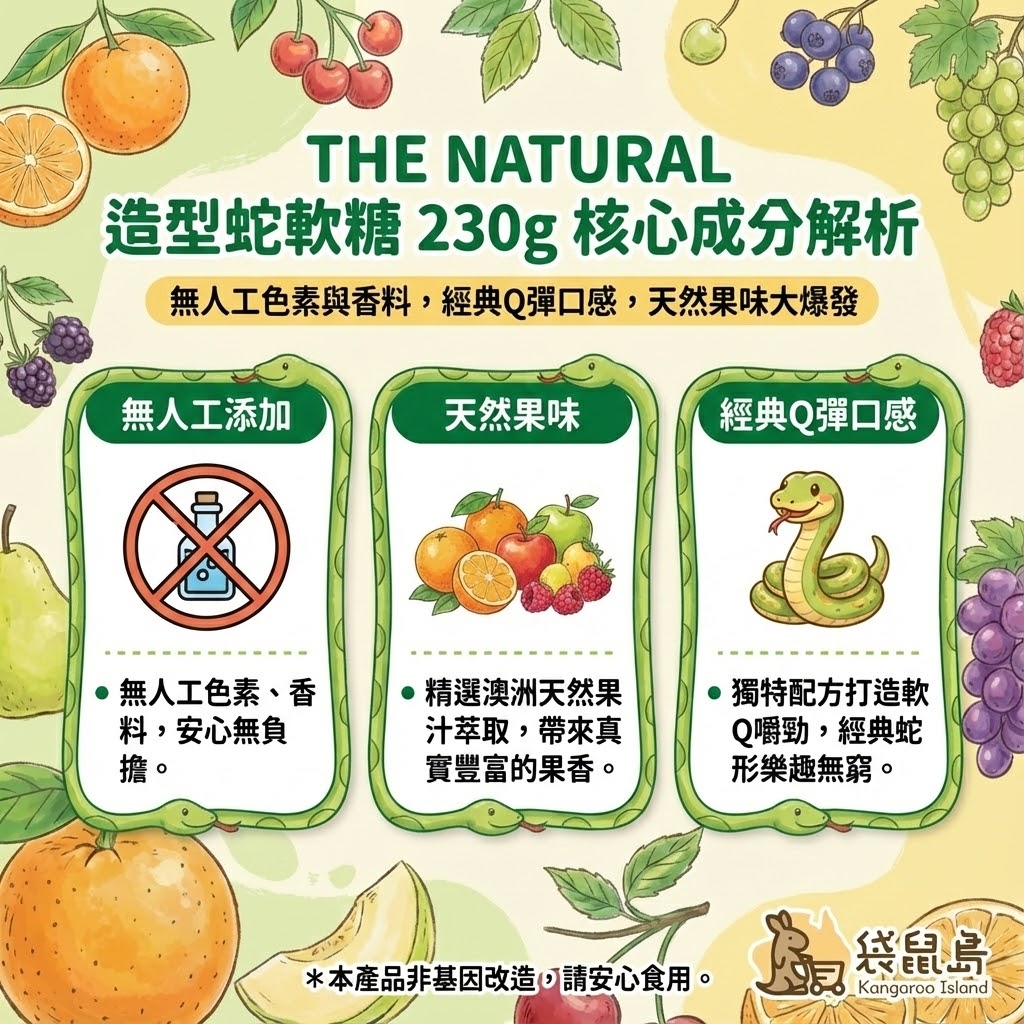 The Natural 蛇軟糖核心成分 - 無人工添加、澳洲天然果汁萃取解析