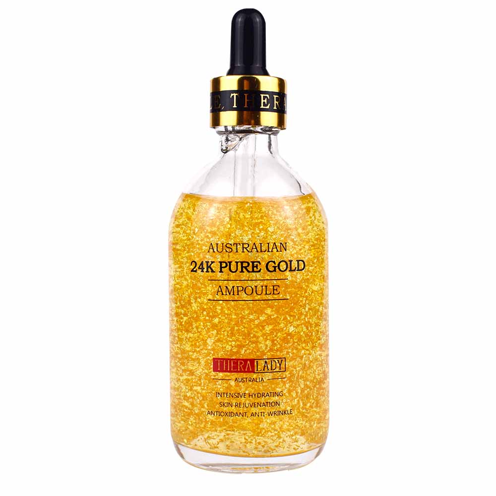 Thera Lady 澳洲原裝 24K 黃金精華液大金瓶，含高純度金箔與玻尿酸，深層保濕
