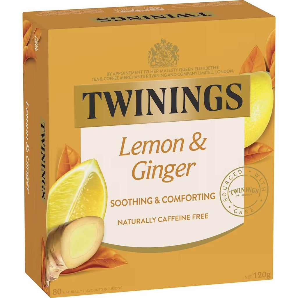 Twinings 澳洲檸檬薑茶 80包入 - 溫暖舒心黃色包裝