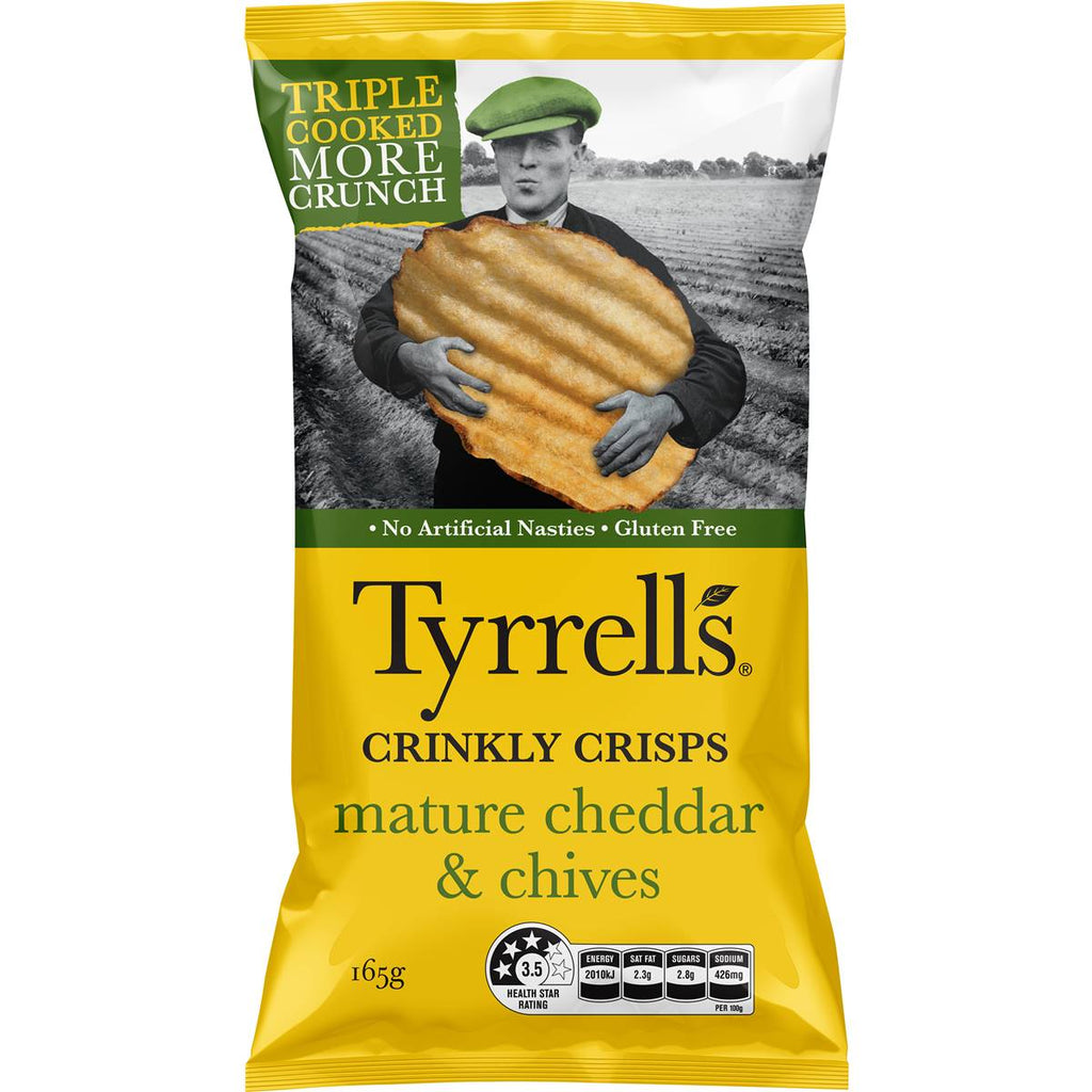 Tyrrell's波浪洋芋片 切達起司香蔥口味正面包裝