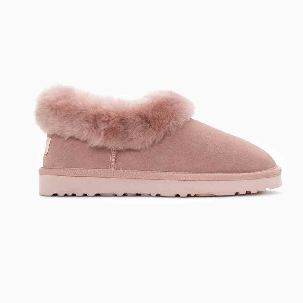 UGG 灰粉色家居翻毛雪地靴 OB666 外側面展示