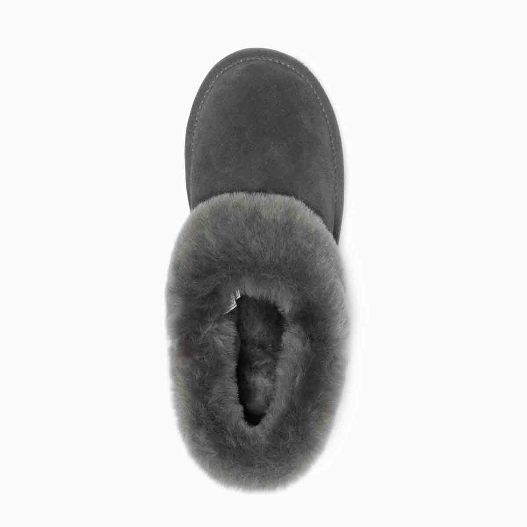 UGG Avery 灰色雪靴由上往下俯視圖，毛絨內裡一覽無遺