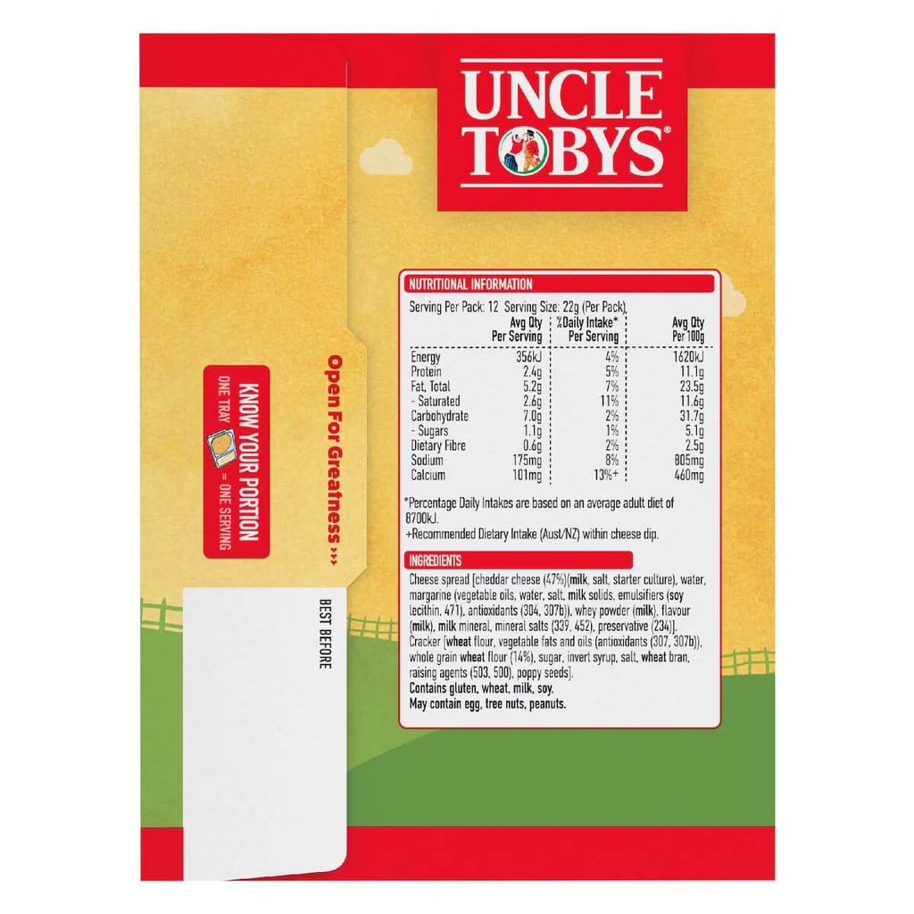 Uncle Tobys Le Snak 原味起司餅乾12入營養標示與食用成分說明