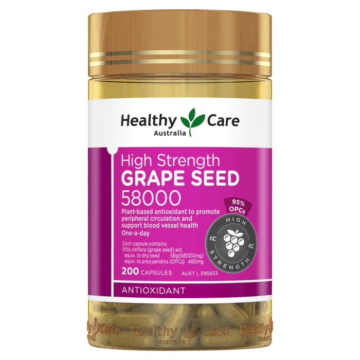 Healthy Care 高濃度葡萄籽58000mg 200顆裝，植物抗氧化配方保健品